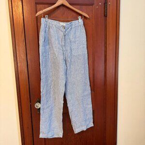 Striped Blue Linen Resort Pants